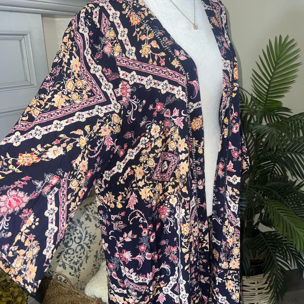 NWT Aveology Paisley Print Kimono Cardigan In Violet Size 22/24 - Picture 2 of 7